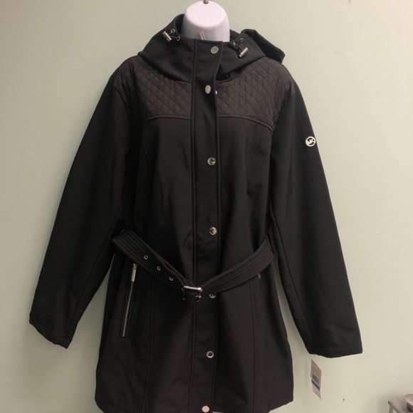 Michael Kors | Women's Belted Rain Jacket | Black | Size XLarge - Picture 2 of 6